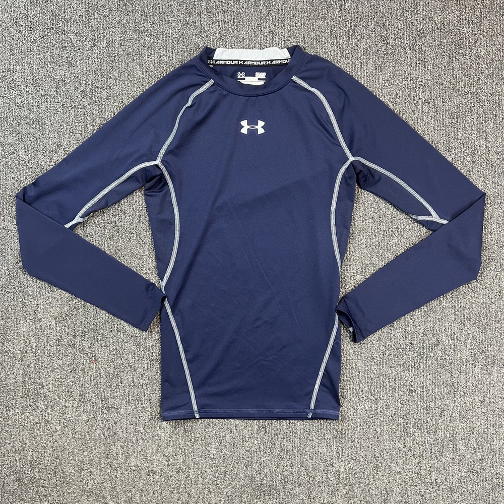 Under Armour HeatGear Compression Shirt Small Navy Blue Long Sleeve Base Layer — photo 2
